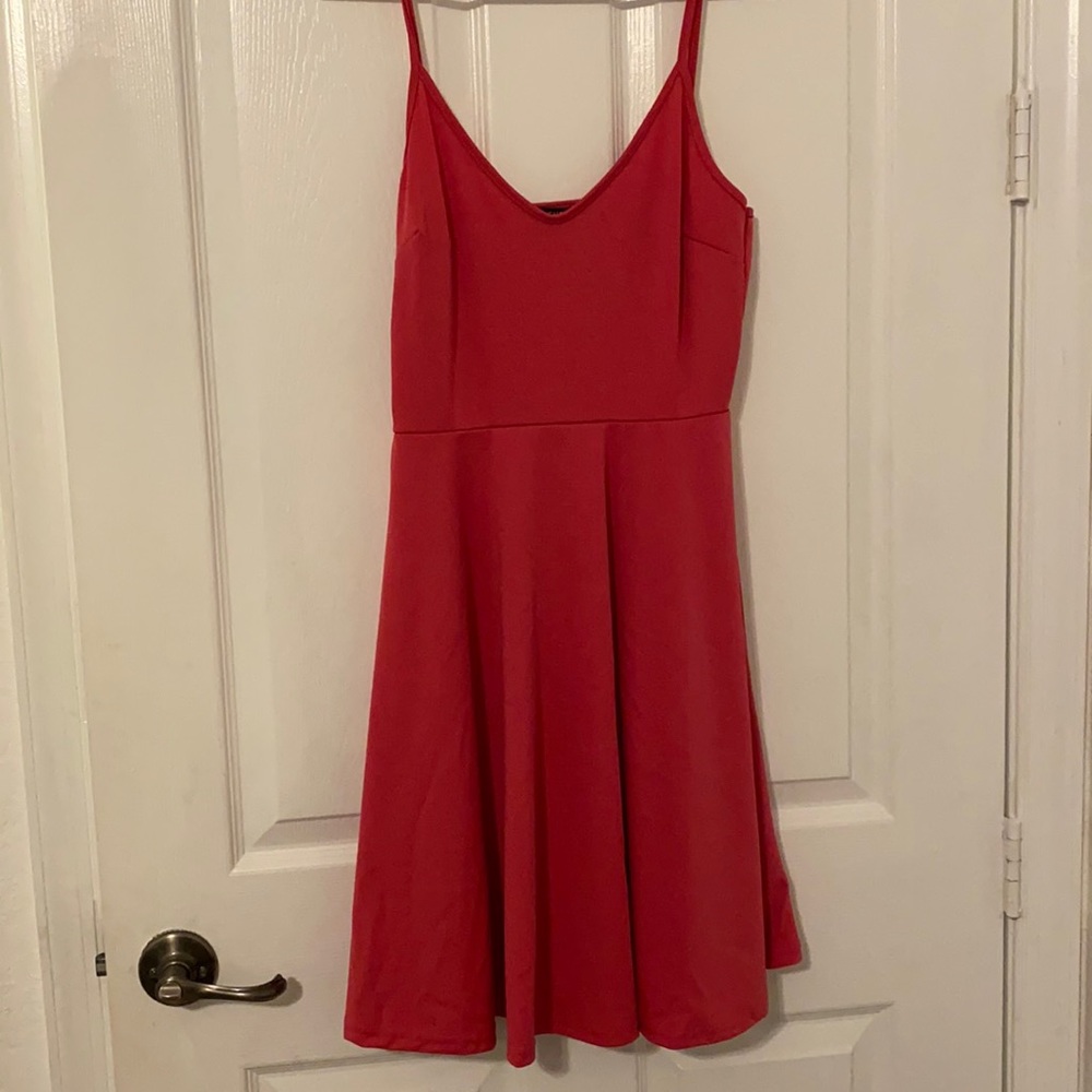 Hot pink cami skater dress.